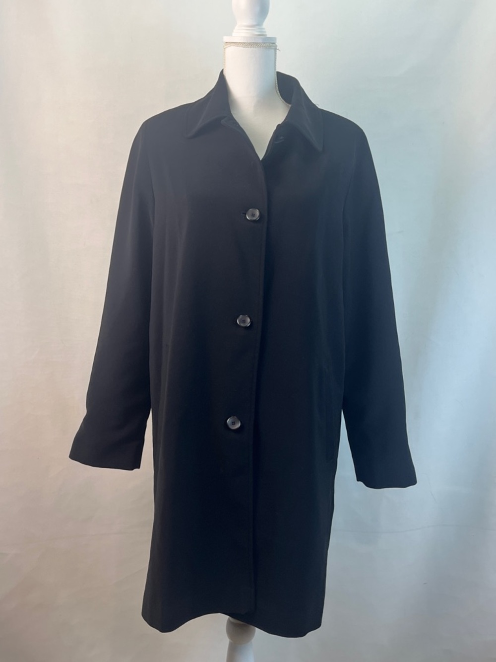 London Fog Women's Black Single Breasted Trench Coat Mid Length Lined Size M